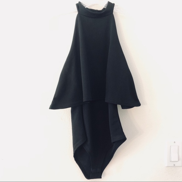 Boohoo Other - Black Body Suit with Ruffle Overlay [Boohoo]